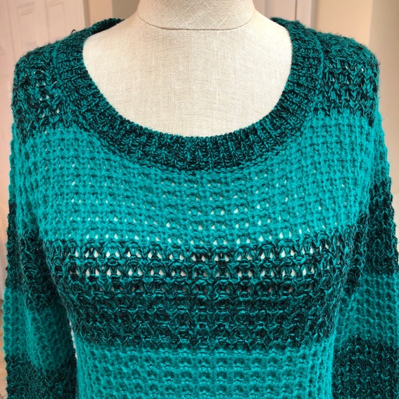 Bobbie Brooks loose knit sweater in turquoise - Picture 3 of 4
